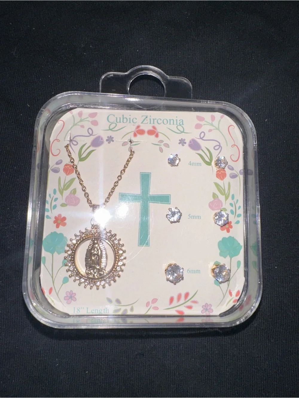 Praying Hands Pendant Necklace & Stud Earring Set — 18